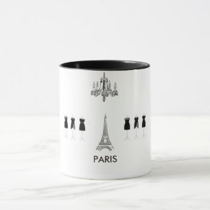Caneca Torre Eiffel Branca e Negra Francesa Paris Themed
