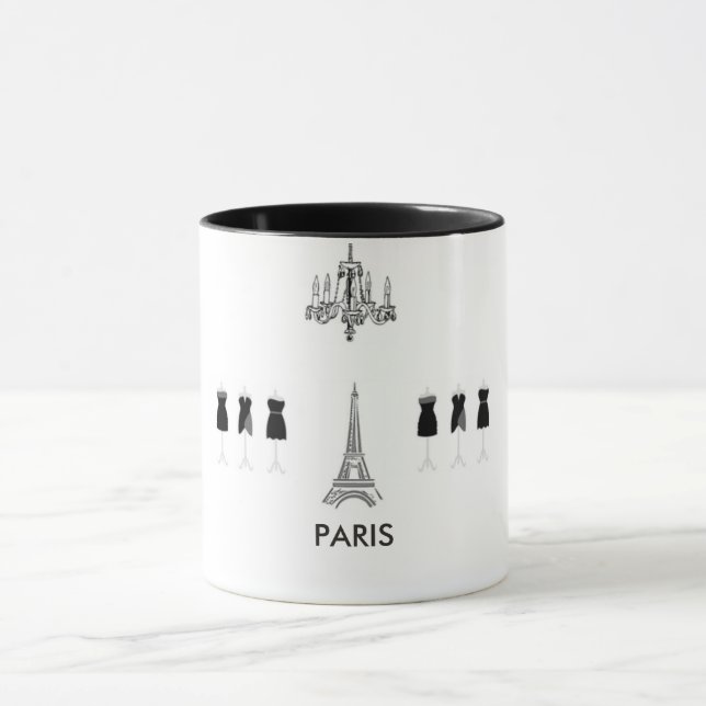 Caneca Torre Eiffel Branca e Negra Francesa Paris Themed  (Centro)