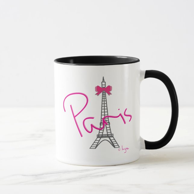 Caneca Torre Eiffel de Paris com arco rosa (Direita)