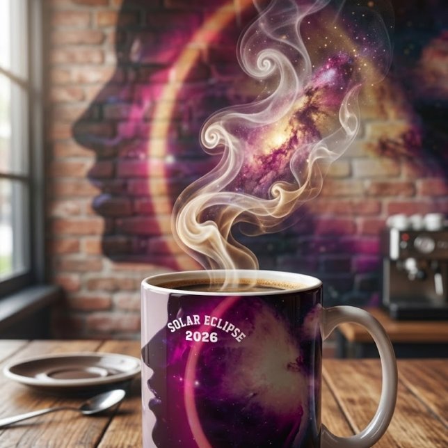 Caneca Total solar eclipse August 2026 text personalized (Criador carregado)