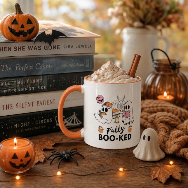 Caneca Totalmente Reservado Fantasmas de Halloween Literá (Criador carregado)