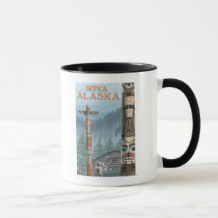 Caneca Totem pólos - Sitka de Alaska, Alaska