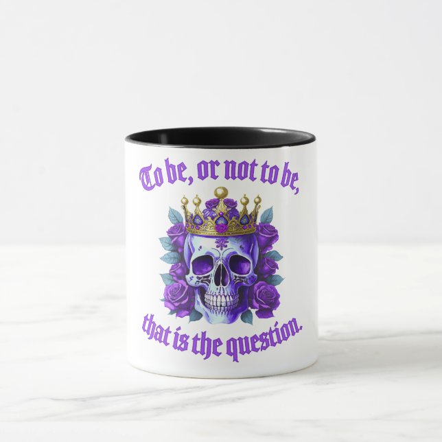 Caneca Totenkopf Geschenk Krone Rosen Spruch König Lila (Centro)