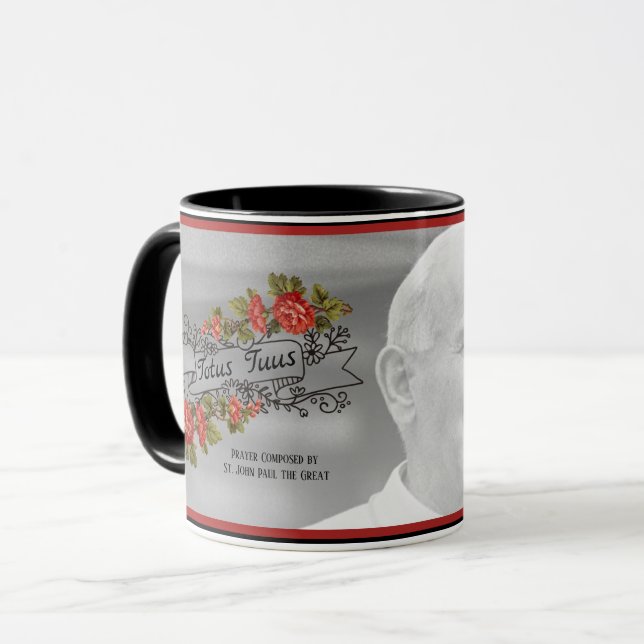 Caneca Tótus Tuus Maria Católica Oração Papa João Paulo (Frente Esquerda)