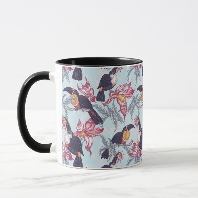 Caneca Toucans com flores exóticas (Esquerda)