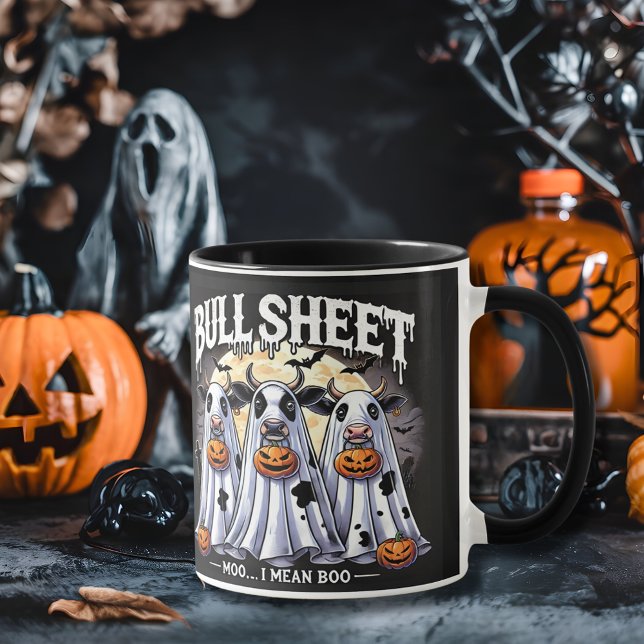 Caneca Touro Funny Bulls Halloween Black (Bull Sheet Funny cows Halloween Black Mug)