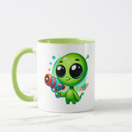 Caneca Tout petit extraterrestre avec pistolet à bulles.