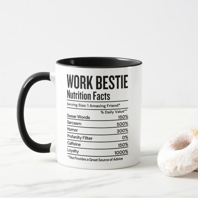 Caneca Trabalho Bestial Fatos Nutricionais Engraçados (Com Donut)