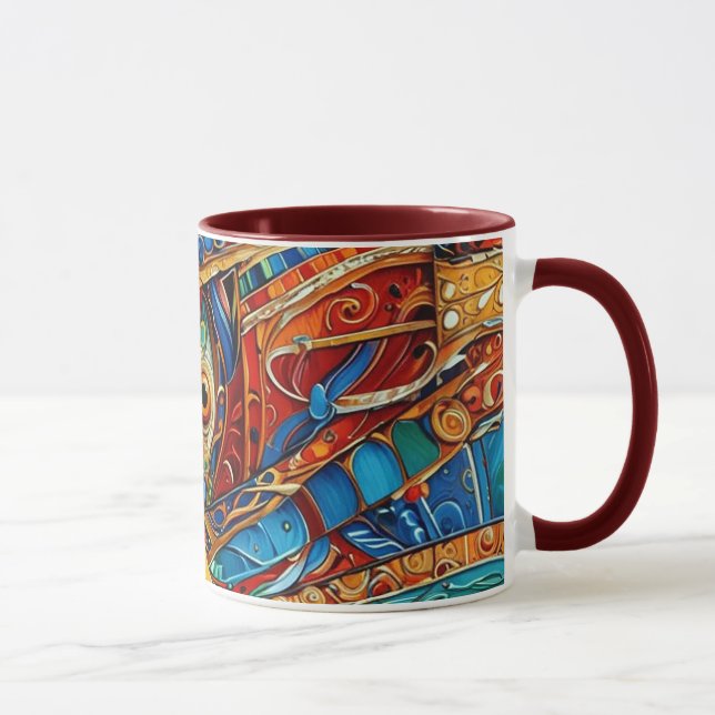 Caneca trabalho de arte de abstrato 1214 - Cama de café (Direita)
