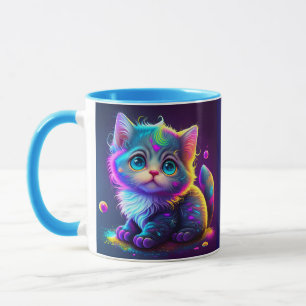 Caneca Trabalho de arte Digital Gato Colorido - 79827