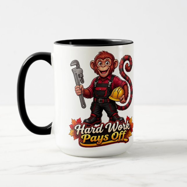 Caneca Trabalho duro personalizado compensa mascote de ma (Esquerda)