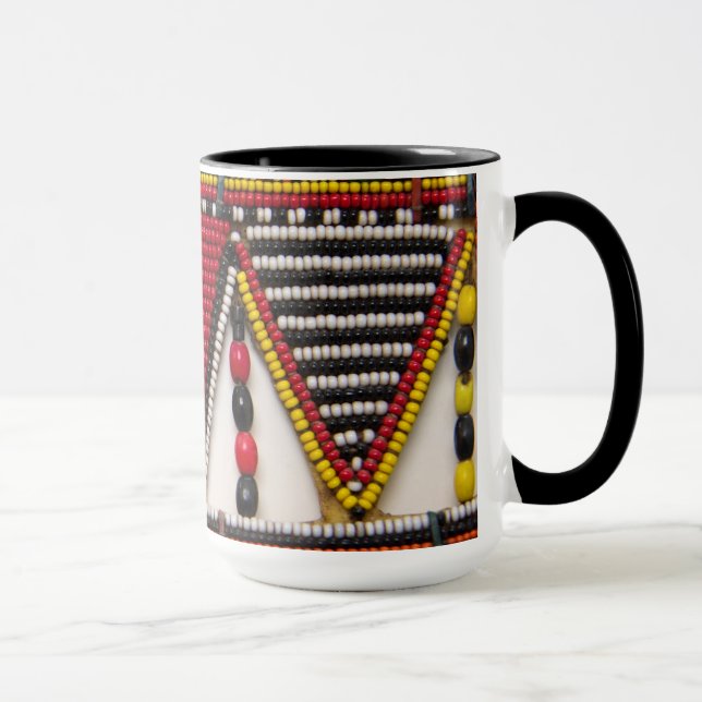 Caneca Trabalho Tribal Maasai em Contas (Direita)