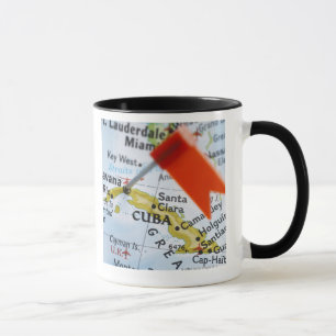 Caneca Trace o pino colocado em Havana, Cuba no mapa,