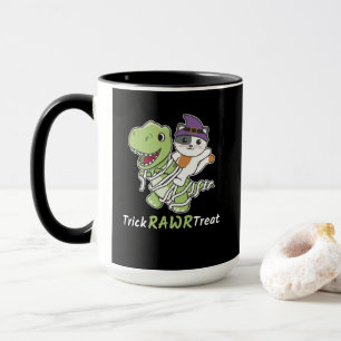 Caneca Traço de Gato Rawr Treat T-rex Mummy Costume