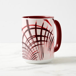 Caneca Traços curvos vermelhos cruzados sobre fundo leve