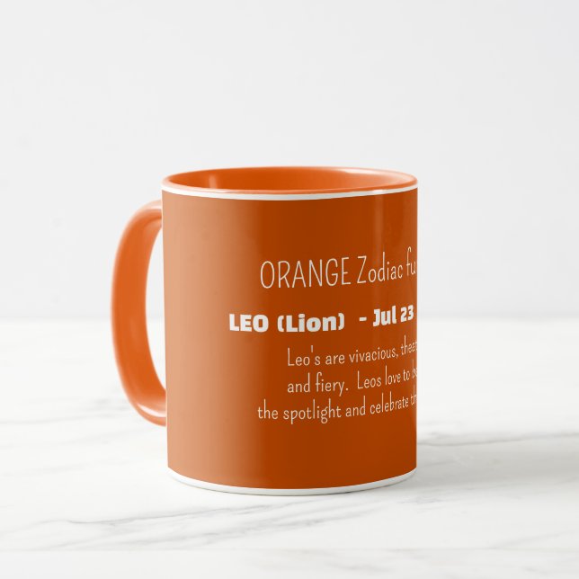 Caneca Traços de Personalidade do Signo de LEÃO (Frente Esquerda)