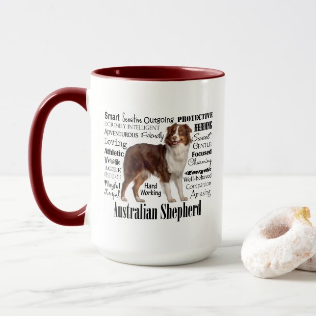 Caneca Traços de Shepherd Vermelho Australiano (Com Donut)