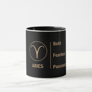 Caneca Traços do Zodíaco de Áries Ousado Destemido Apaixo