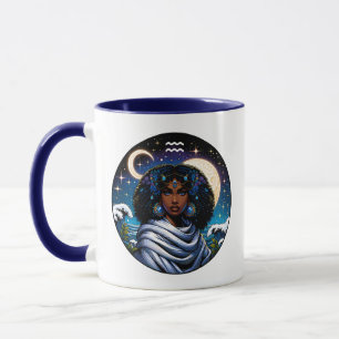 Caneca Traços e Datas de Aquário   Portador de Água