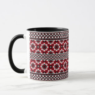 Caneca tradicional ucraniano vushuvanka padrão folclórico
