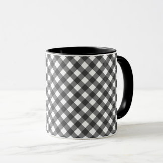 Caneca Traditional Black White Gingham Picnic Cottagecore