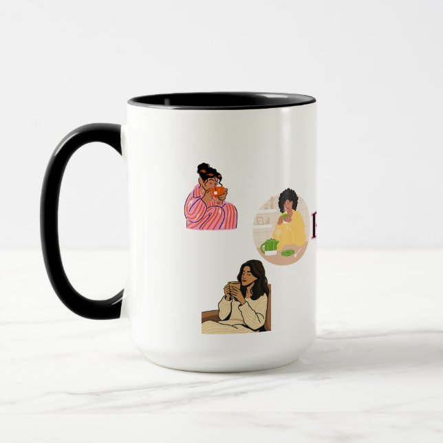 CANECA  TRANQUILITY,SIP OF PEACE BLACK& WHITE CERAMIC MUG (Esquerda)