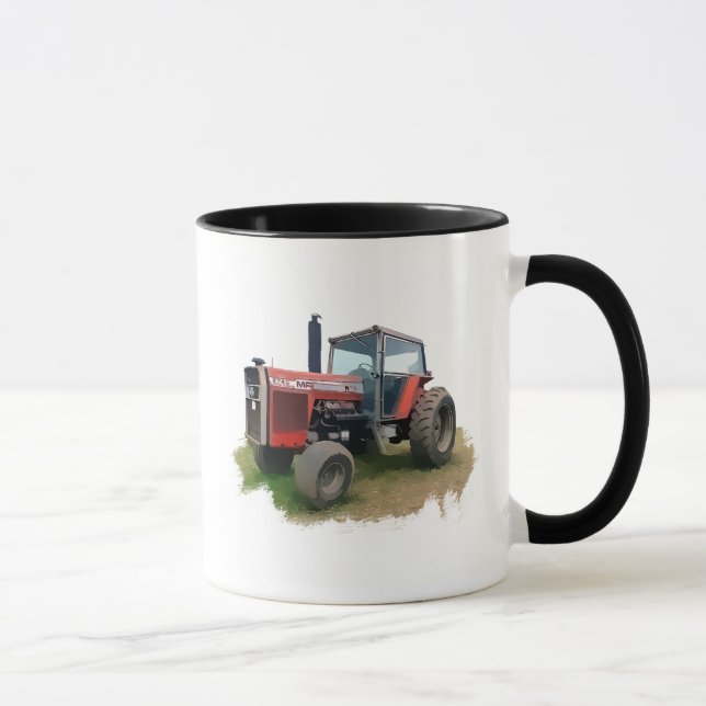 Caneca Trator vermelho de Massey Ferguson no campo (Direita)
