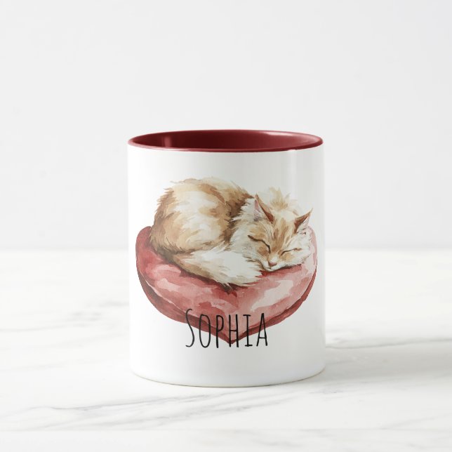 Caneca Travesseiro Vermelho do Gato Coração (Centro)