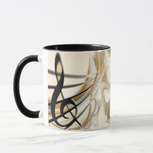 Caneca Treble Clef Composition Musico Dourado