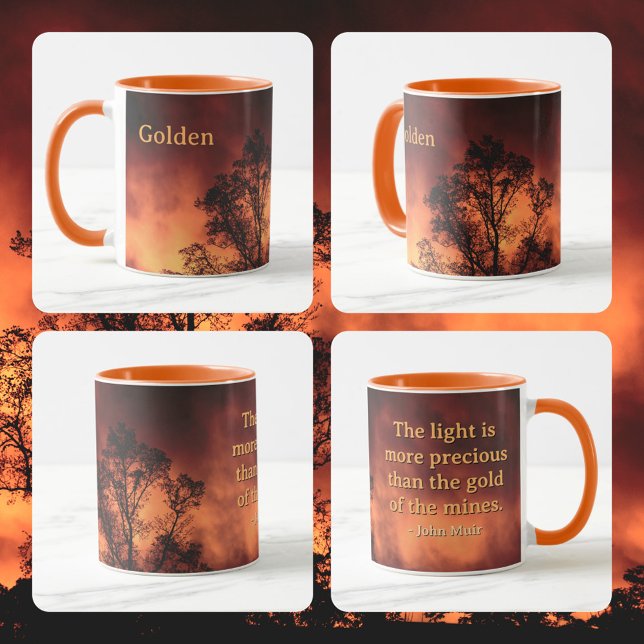 Caneca Tree Silhouette Golden Sky John Muir Nature Quote (Combo Mug - choose a color and a size)