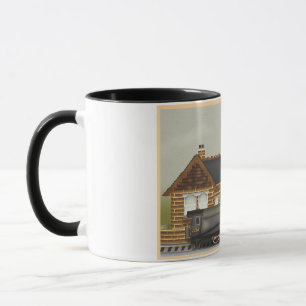 Caneca Trem a vapor vintage na estação