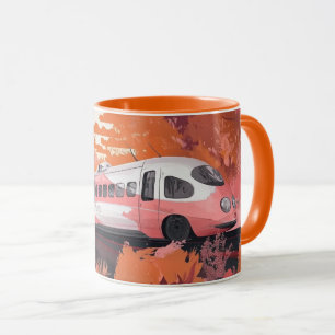 Caneca trem de alta velocidade viajando por uma paisagem