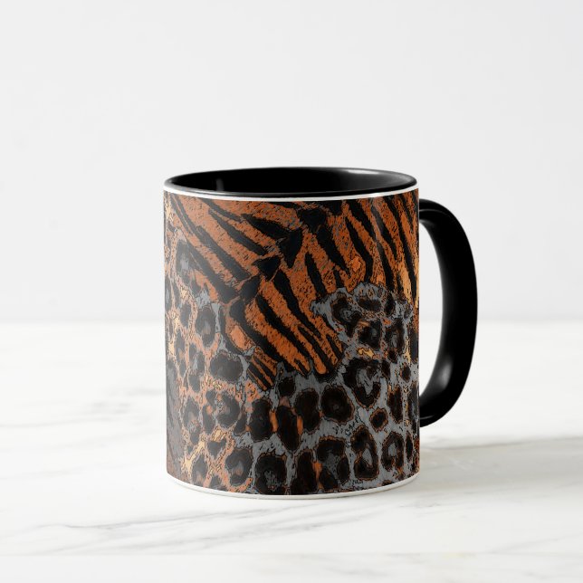 Caneca Trendência de pele de tigre-leopardo (Frente Esquerda)
