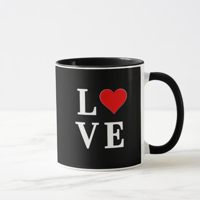 Caneca Trendência Moderna do Coração do Amor Negro (Direita)