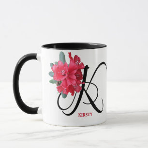 Caneca Trendy boho flores vermelhas personalizáveis Kirst