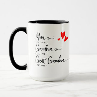 Caneca Trendy Custom Year Mom Grandma Great Grandma