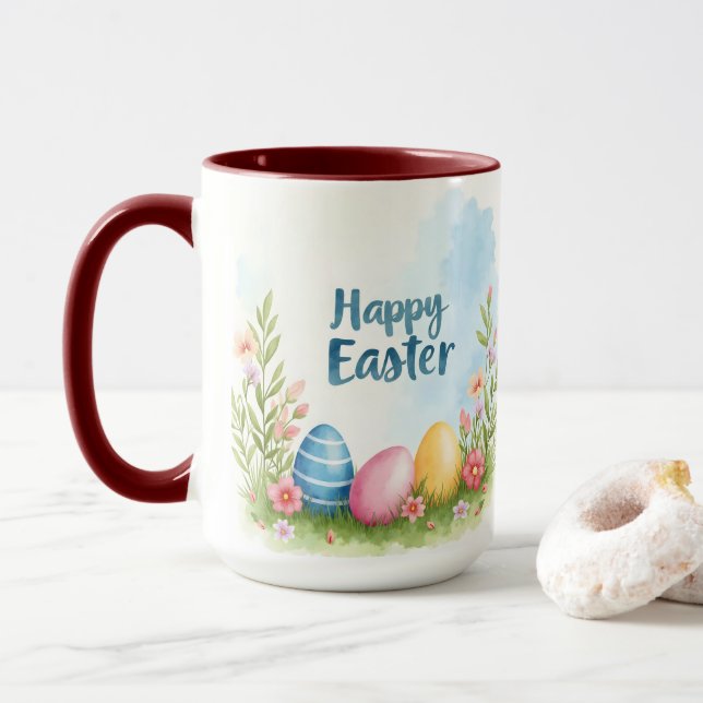 Caneca Trendy Easter Eggs Beautiful Collection (Com Donut)