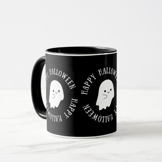 Caneca Trendy Happy Halloween Ghost Clássico (Frente Esquerda)