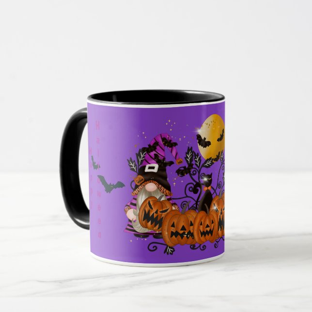 Caneca Trendy Happy Halloween Purple Gnomo (Frente Esquerda)