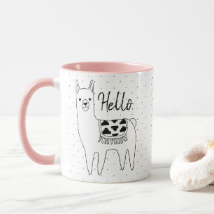 Caneca Trendy Llama Sketch & Black Dots Hello