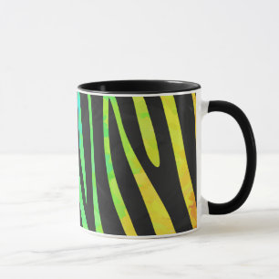 Caneca Trendy Rainbow e Black Zebra Animal Print no ele