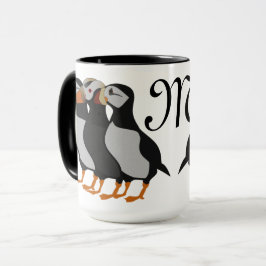 Caneca Três Adoráveis Puffin de Pé Junto