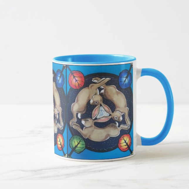 Caneca Três Coelhos Abusam Lua Quatro Sasões Azul (Direita)