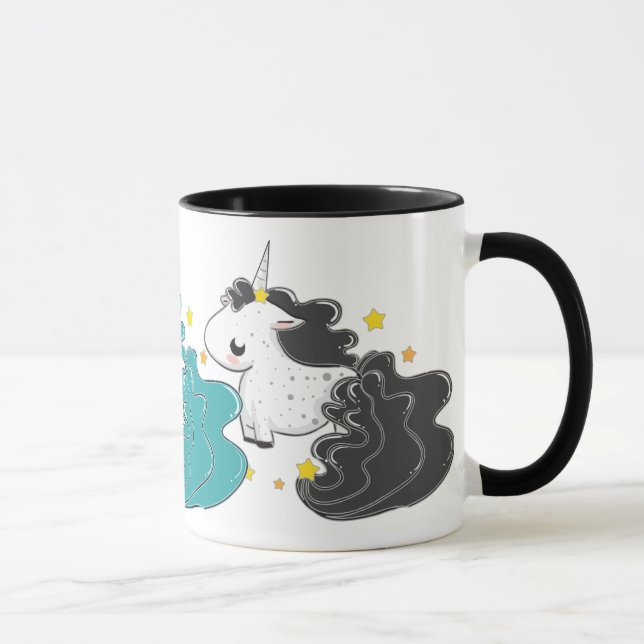 Caneca três cores de unicórnios dos desenhos animados com (Direita)