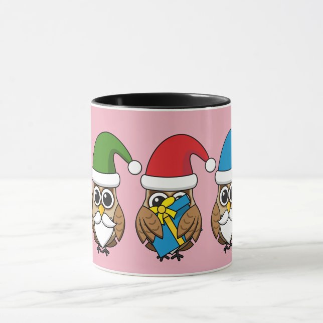 Caneca Três Corujas Engraçadas de Gnomo de Natal (Centro)