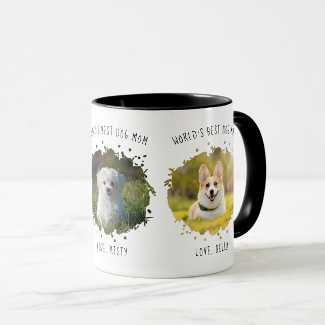 Caneca Três fotos personalizadas de animais de estimação  (Frente Esquerda)