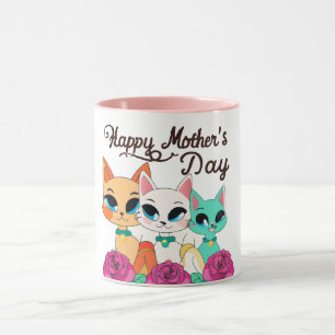 Caneca Três Gatos "Feliz dia de as mães"