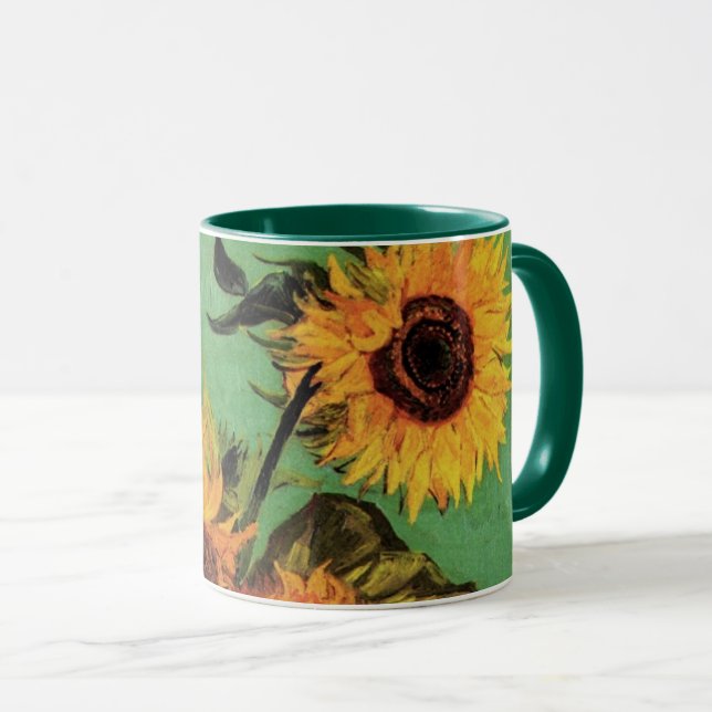 Caneca Três girassóis em um vaso por Vincent van Gogh (Frente Esquerda)