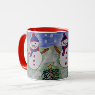 Caneca Três Homens de Neve de Natal
