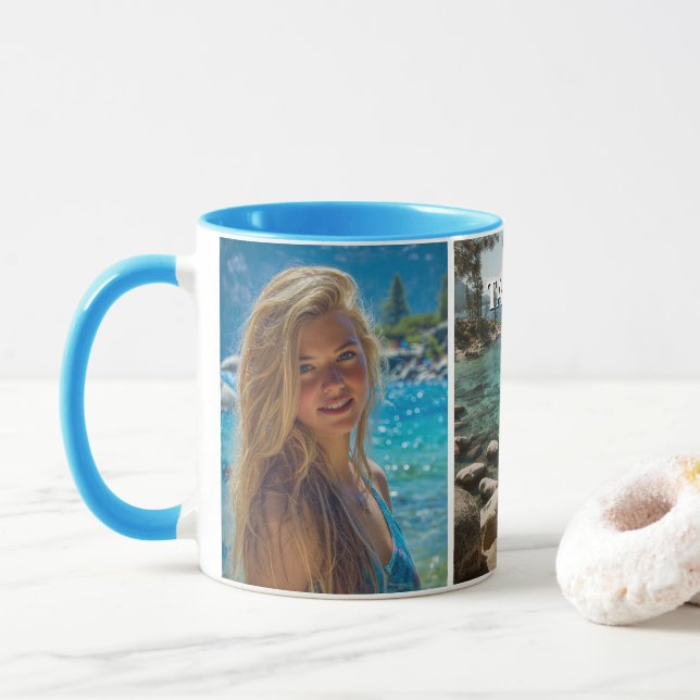 Caneca Três Listras Verticais Foto Boho (Com Donut)